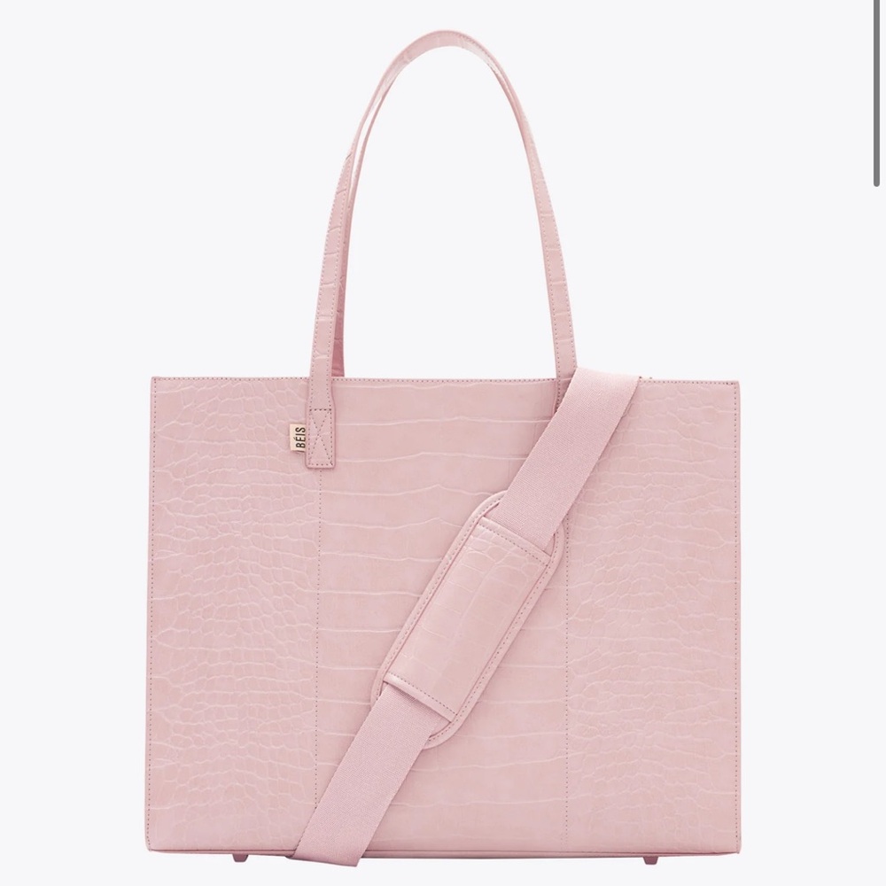 BEIS -New- The Large Work Tote in Atlas Pink Croc